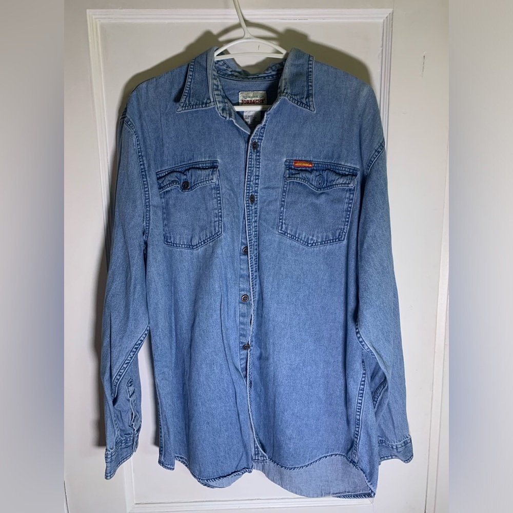 Vintage jordache Blue Denim Button-Up Shirt